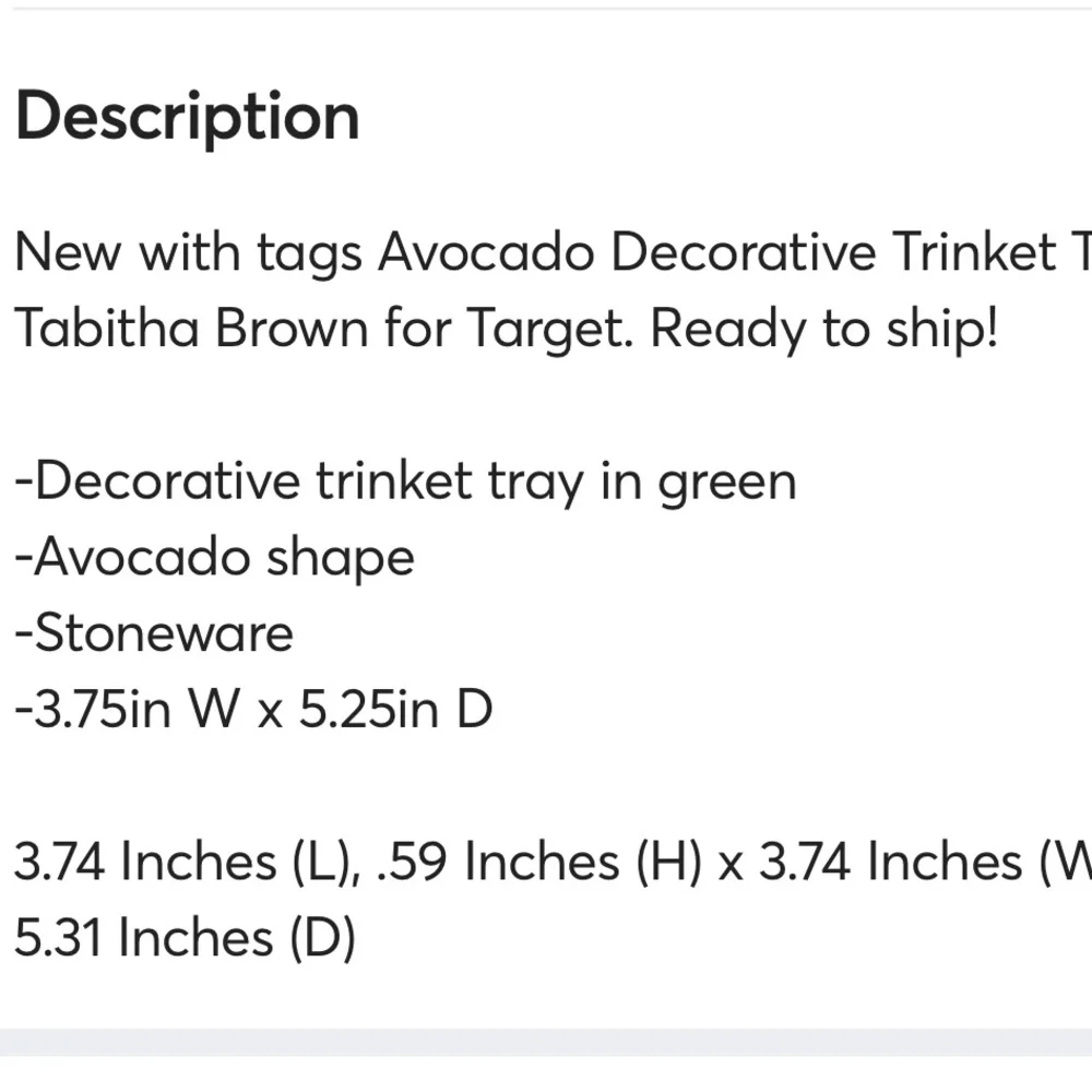 TABITHA BROWN NWT avocado decorative trinket tray -green